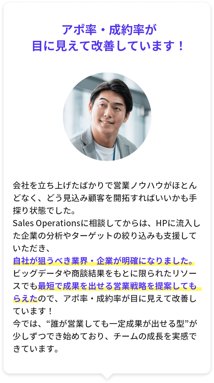 アポ率・成約率が目に見えて改善しています!